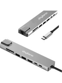DAYTONA  FC55 8 in 1 HUB Type-C To 2*usb 3.0 2*Type-C RJ45 GİGABİT 4K Ultra Hd HDMI Sd Tf Kart,8ın1 Çevirici Adaptör typ - 4